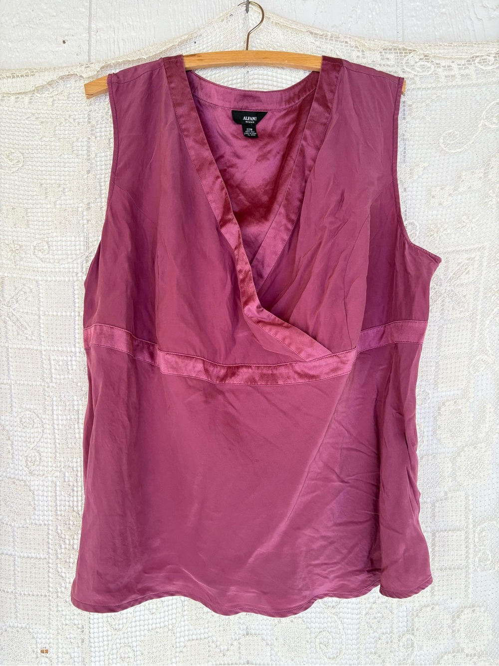 Alfani 100% Silk Sleeveless Top in Mauve XXL